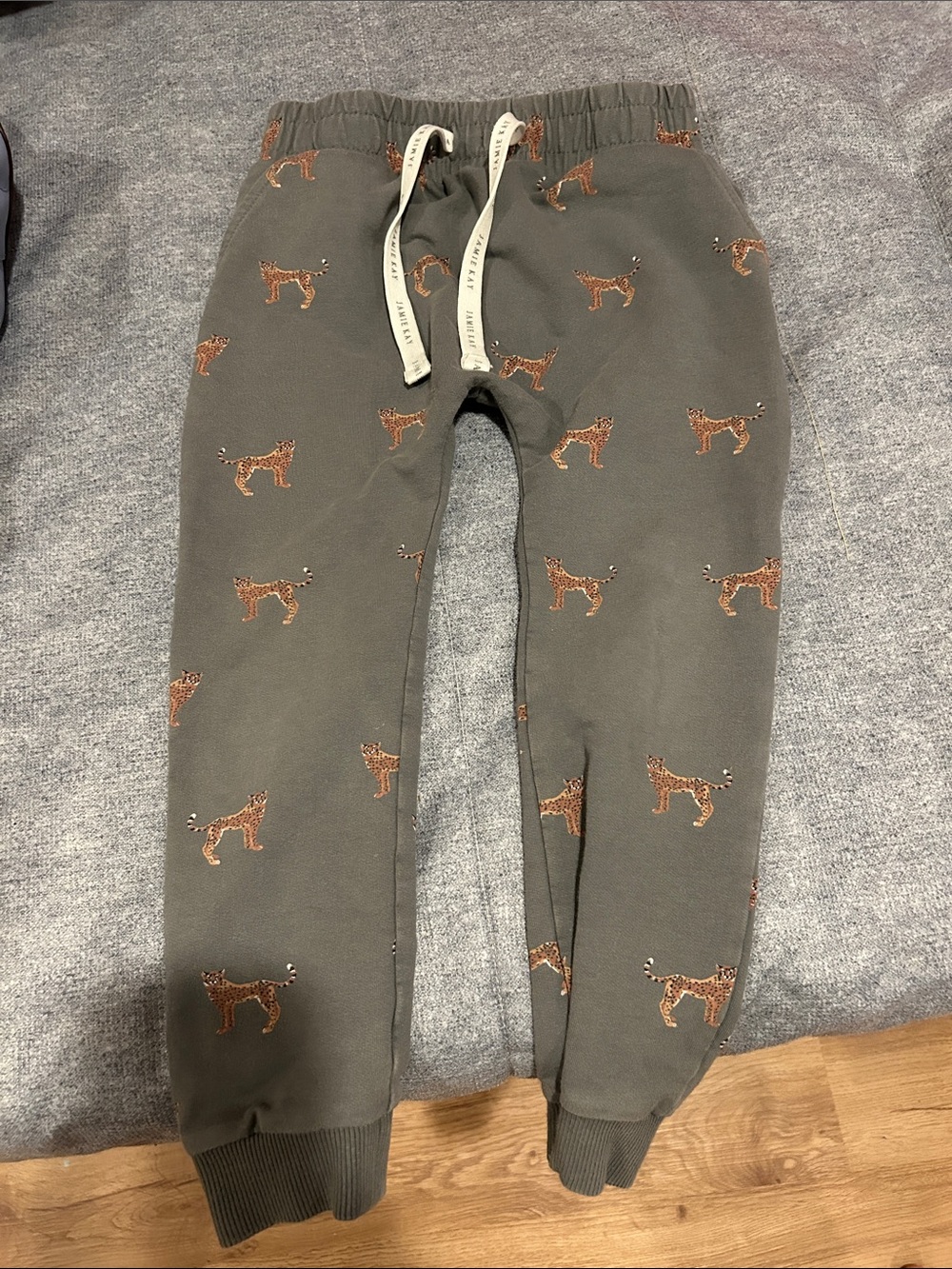 Jamie Kay Olive Green Joggers with Cheetah Motif